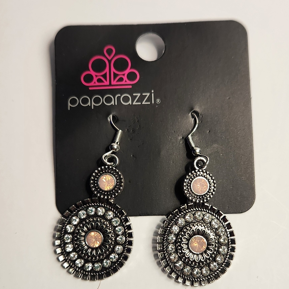 Paparazzi Black and Silver Circular Earrings